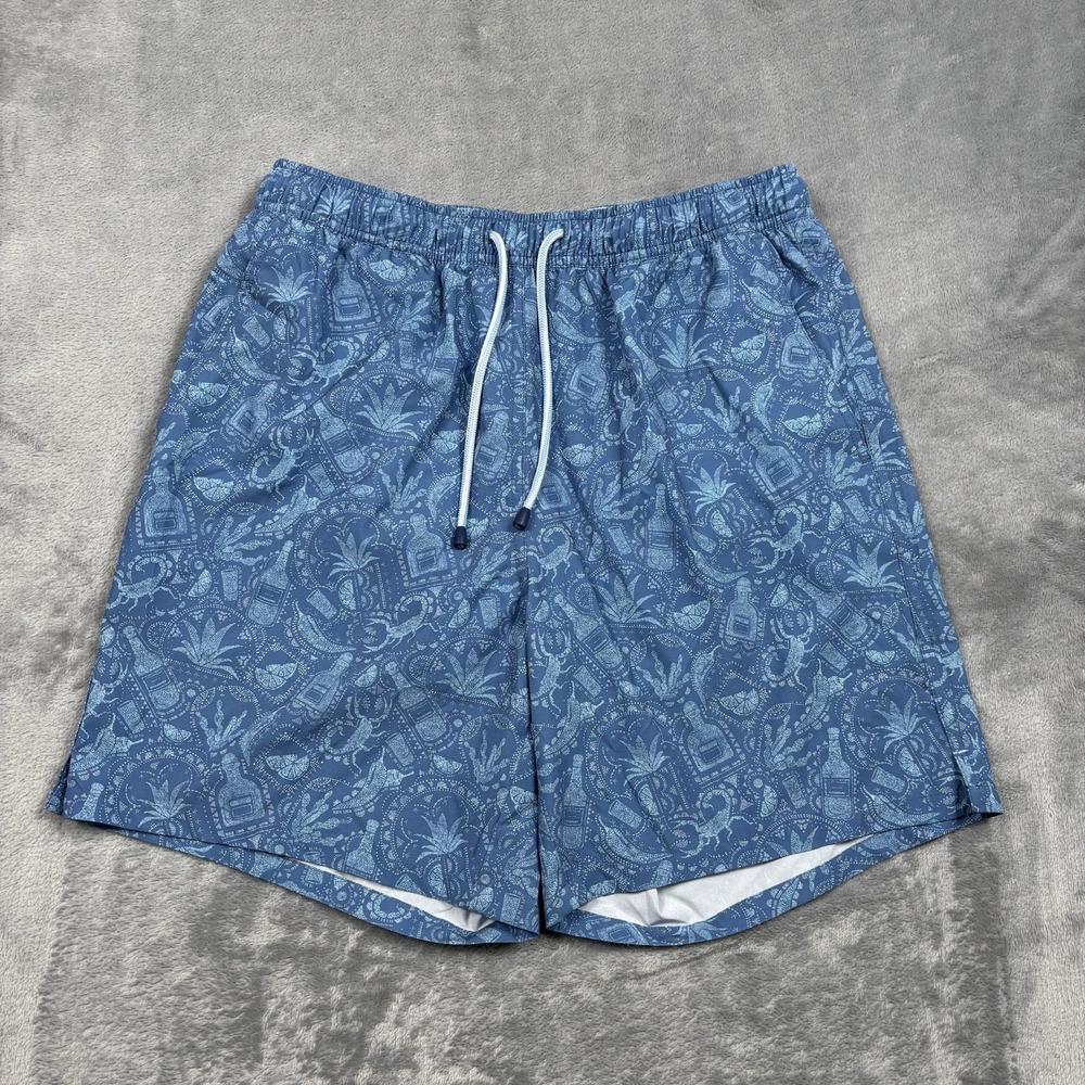 Peter Millar Mens Moon Blue Mezcal Mayhem Quick Dry 7" Swim Trunks Medium
